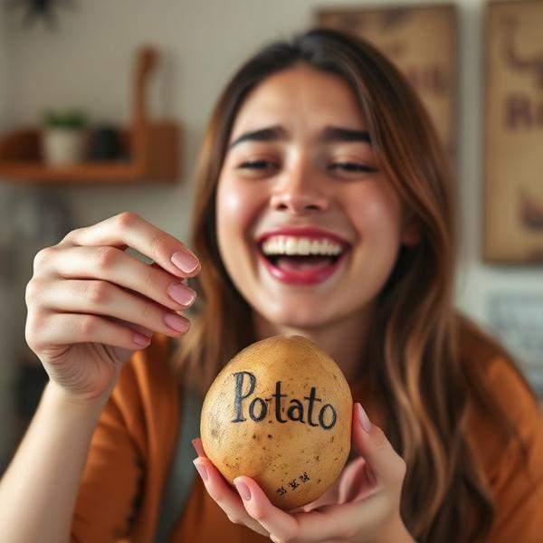 Happy customer reaction 1 unboxing a personalized PotatoPost potato