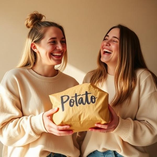 Happy customer reaction 3 unboxing a personalized PotatoPost potato